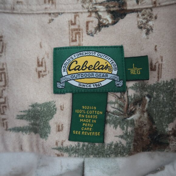 Cabela's All Over Print Deer Buck Flannel Button Down Shirt | L - Picture 2 of 5